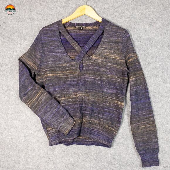 Theyskens' Theory Pullover Sweater Purple Gold Wool Blend Women's Size Medium - Picture 1 of 9